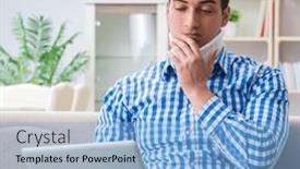  Presentation with cervical - Slide deck enhanced with man-freelancer-in-a-cervical background and a light blue colored foreground