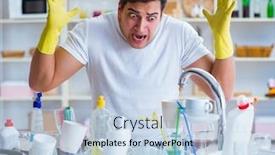  Presentation with wash - Theme having man-frustrated-at-having background and a light blue colored foreground