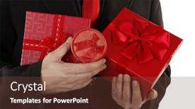  Presentation with red - Cool new presentation theme with man-generous-gentleman-is-holding backdrop and a tawny brown colored foreground