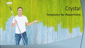  Presentation with paint roller - Theme featuring man gesturing while holding paint background and a gold colored foreground