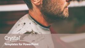  Presentation with haircut - Slide set featuring man getting haircut at barbershop background and a coral colored foreground