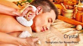  Presentation with herbal - Colorful slides enhanced with man getting herbal ball massage backdrop and a coral colored foreground