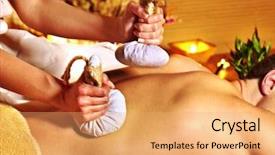  Presentation with herbal - Presentation design featuring man getting herbal ball massage background and a coral colored foreground