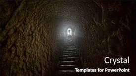  Presentation with tunnel - PPT theme with man-getting-out background and a black colored foreground