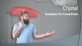 Presentation with under umbrella - Amazing presentation having man getting rained on under an umbrella backdrop and a gray colored foreground