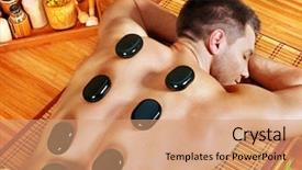  Presentation with massage therapy - Presentation theme having man getting stone therapy massage background and a coral colored foreground