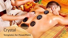  Presentation with massage therapy - Beautiful PPT layouts featuring man getting stone therapy massage backdrop and a  colored foreground
