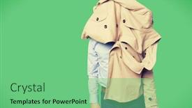  Presentation with head - Slides having man-given-up-on-trying background and a seafoam green colored foreground