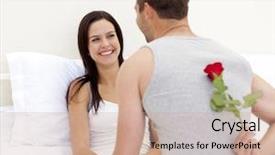  Presentation with wife - Beautiful PPT layouts featuring man giving a rose to his beautiful wife in bed backdrop and a coral colored foreground