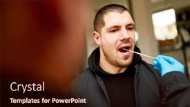  Presentation with sample - Presentation design with man-giving-a-saliva-sample background and a wine colored foreground