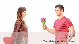  Presentation with heart flowers - Colorful PPT theme enhanced with man giving bouquet of flower backdrop and a lemonade colored foreground