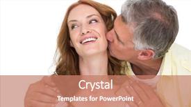  Presentation with kiss - Beautiful slide deck featuring man giving his partner a kiss on white background backdrop and a coral colored foreground