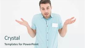  Presentation with giving - Slides consisting of man giving i dont know background and a sky blue colored foreground