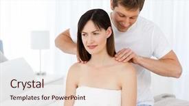  Presentation with wife - Cool new slides with man giving massage to his wife at home backdrop and a lemonade colored foreground