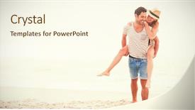  Presentation with giving - Presentation theme having man giving piggy back background and a cream colored foreground