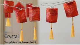  Presentation with chinese new year - PPT theme enhanced with man giving red packet background and a coral colored foreground