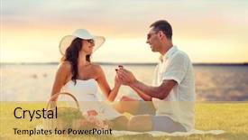  Presentation with wedding ring - Slide deck featuring man giving small red gift background and a yellow colored foreground