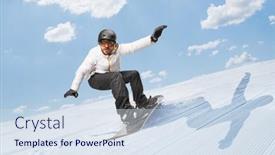  Presentation with snowboard - Slides featuring man-gliding-downhill background and a sky blue colored foreground