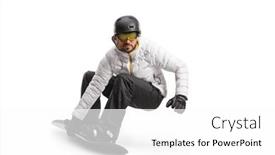  Presentation with snowboard - PPT theme with man-gliding-downhill background and a white colored foreground