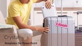  Presentation with vacation - Presentation featuring man-going-on-vacation and a coral colored foreground