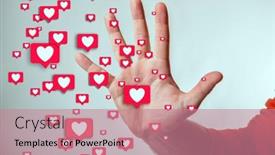  Presentation with acceptance - PPT theme consisting of man-grabs-with-his-hand background and a  colored foreground