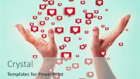  Presentation with acceptance - Presentation theme with man-grabs-with-his-hand background and a  colored foreground