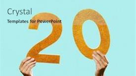  Presentation with golden - Slide set consisting of man-grasps-in-his-hands background and a cool aqua colored foreground