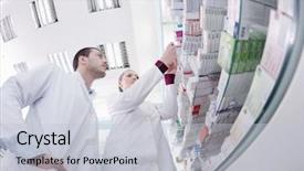  Presentation with man and woman divorce drawing - Presentation theme with man group standing in pharmacy background and a light gray colored foreground