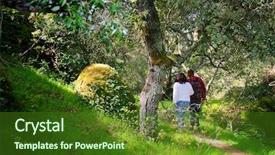  Presentation with man on train - Cool new slides with man guides his visually impaired backdrop and a  colored foreground