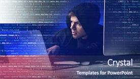  Presentation with password crack - PPT layouts featuring man hacking computer password background and a ocean colored foreground