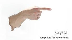  Presentation with breaking through - Cool new slides with man-hand-breaking-through backdrop and a white colored foreground