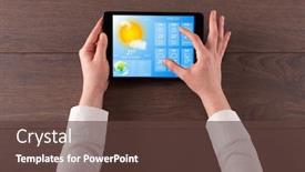  Presentation with weather - PPT theme consisting of forecasting - man hand checking weekly weather background and a tawny brown colored foreground