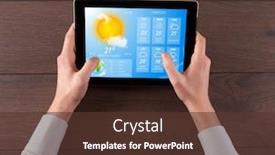  Presentation with forecast - Slides featuring man-hand-checking-weekly-weather background and a tawny brown colored foreground