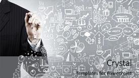  Presentation with strategy plan - Cool new theme with man hand drawing success strategy backdrop and a light gray colored foreground