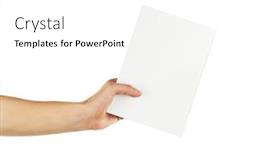  Presentation with hold hand - PPT theme enhanced with man hand hold empty card isolated on white background and a white colored foreground