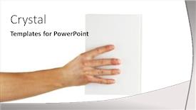  Presentation with hold hand - Cool new presentation theme with man hand hold empty card isolated on white backdrop and a white colored foreground