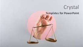  Presentation with pink blue - Presentation design enhanced with man-hand-holding-a-balance background and a light gray colored foreground