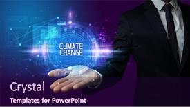  Presentation with climate change - Colorful theme enhanced with man-hand-holding-climate-change backdrop and a wine colored foreground