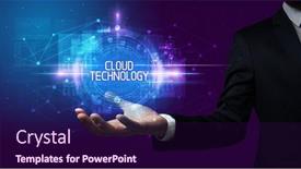  Presentation with cloud technology - Amazing PPT theme having man hand holding cloud technology inscription technology concept backdrop and a wine colored foreground