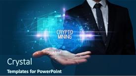  Presentation with crypto - Colorful PPT layouts enhanced with man-hand-holding-crypto-mining backdrop and a ocean colored foreground