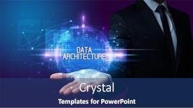  Presentation with data - Slides with man-hand-holding-data-architecture background and a ocean colored foreground