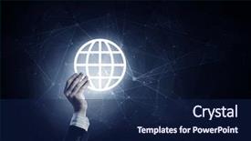  Presentation with hand holding earth - Cool new PPT layouts with man hand holding digital earth backdrop and a navy blue colored foreground