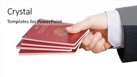  Presentation with man heart attact hand hold - Amazing presentation theme having man hand holding international passport backdrop and a white colored foreground