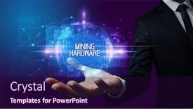  Presentation with technology hardware - Slide set consisting of man-hand-holding-mining-hardware background and a wine colored foreground