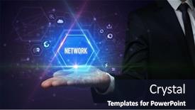  Presentation with social - Presentation design featuring man-hand-holding-social-inscription background and a navy blue colored foreground