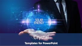  Presentation with energy solar - Beautiful slide set featuring man-hand-holding-solar-energy backdrop and a ocean colored foreground