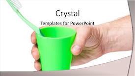  Presentation with tooth brush - Cool new slide deck with man hand holding toothbrush isolated backdrop and a white colored foreground