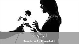  Presentation with red hibiscus rosa sinensis flower - PPT layouts featuring man hand offering a flower background and a gray colored foreground