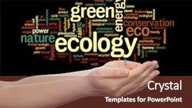  Presentation with eco friendly energy - Cool new slides with man hand on black background backdrop and a tawny brown colored foreground