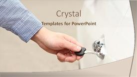  Presentation with car door - Cool new PPT theme with man hand opening car door close up backdrop and a lemonade colored foreground